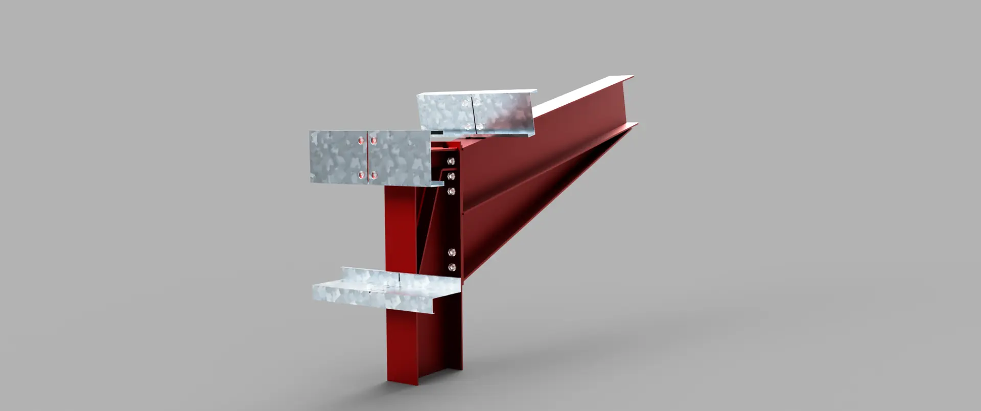 Primed column with galvanised cleats — the connection in the SSD logo