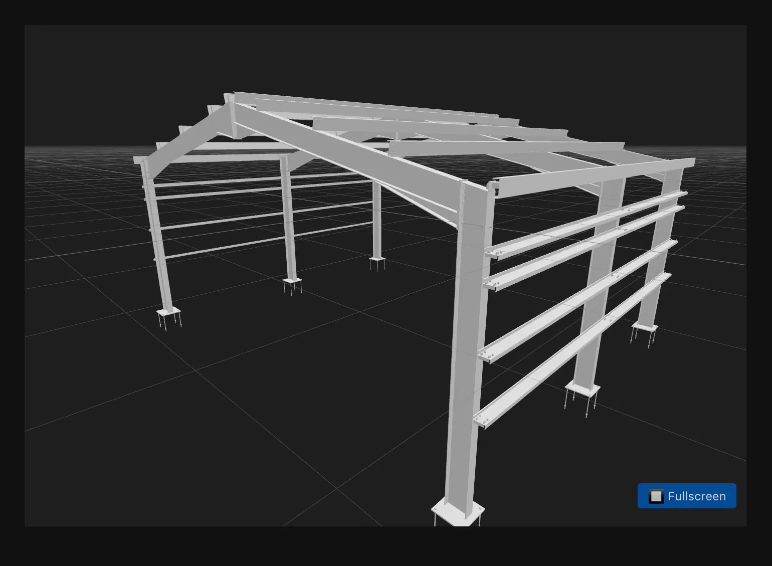 Portal frame BIM model shown in an IFC viewer