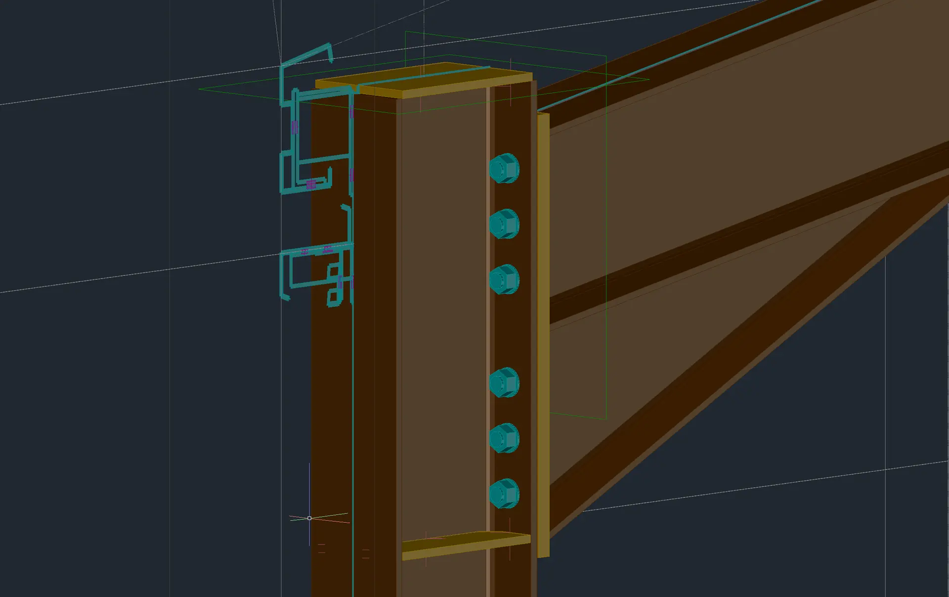 Eaves haunch connection modelled in 3D with rafter stays