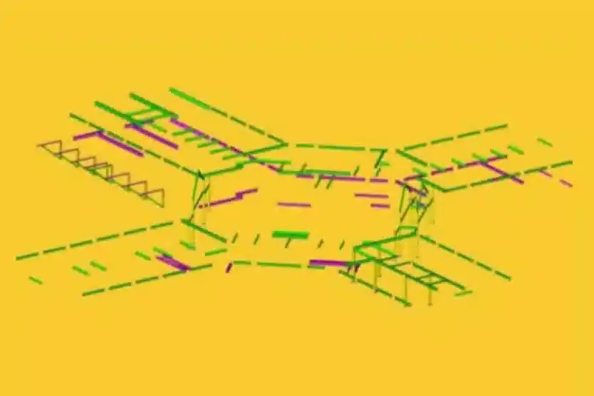 Plan of the steel model for a children's hospice with four wings
