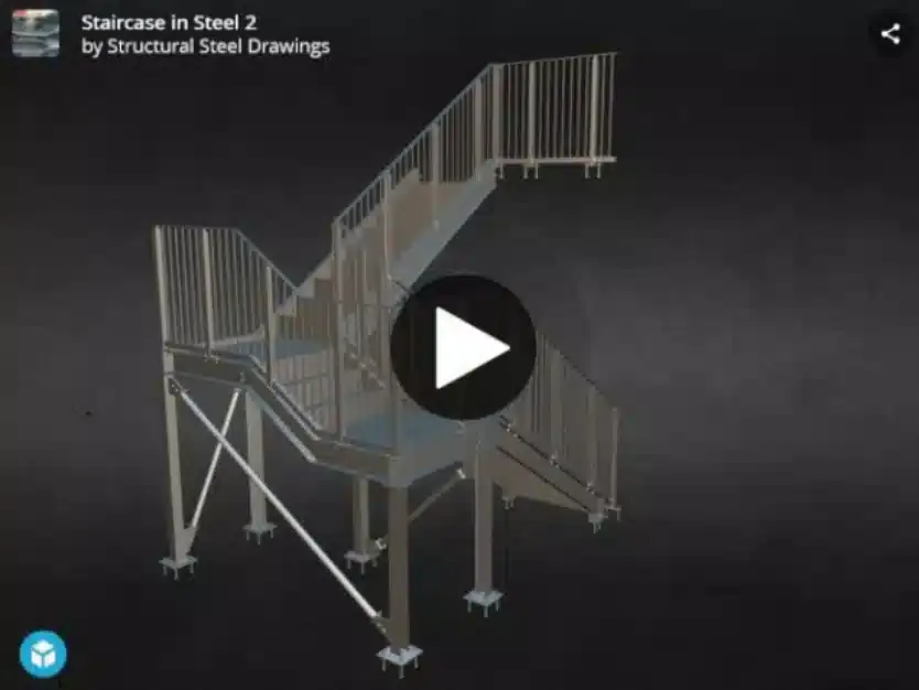 3D model of an internal escape staircase for a sports hall