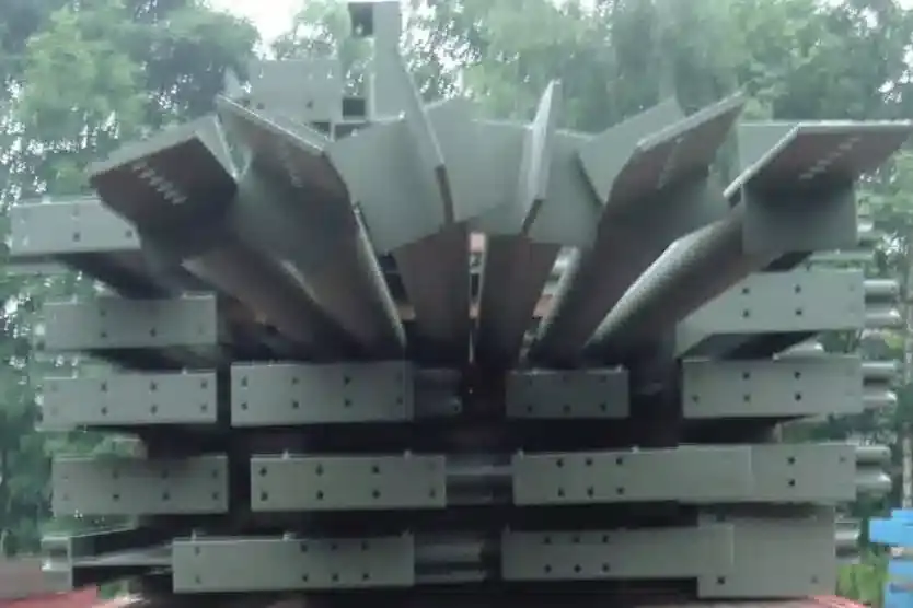 Fabricated steelwork stacked on a wagon awaiting delivery