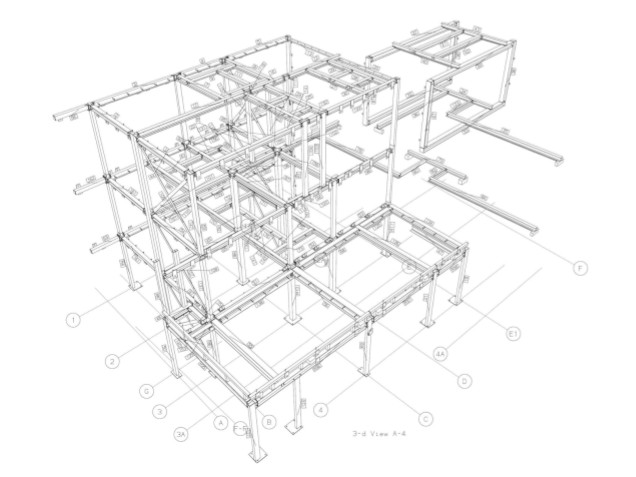 3D view of Structural Steelwork with Erection Markings